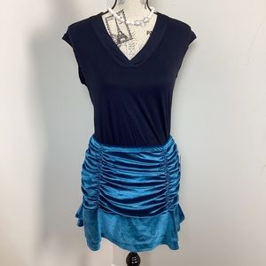Wild Fable Women’s Slate Blue Velvet Tiered Mini Skirt with Roushings
